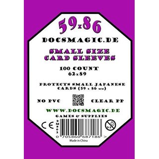 100 Docsmagic.de Small Size Card Sleeves Clear - 59 x 86 Standard - 62 x 89 - Klar - Yu-Gi-Oh! Kartenhüllen