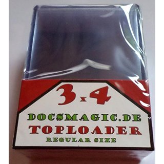 100 Docsmagic.de Toploader - 4 Packs - 3 x 4 - Standard Regular Size - Magic: The Gathering, Yu-Gi-Oh!, Android: Netrunner 