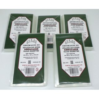 5 x 100 Docsmagic.de Resealable Card Sleeves Standard Size 64 x 89 + Flap - Wiederverschliessbar