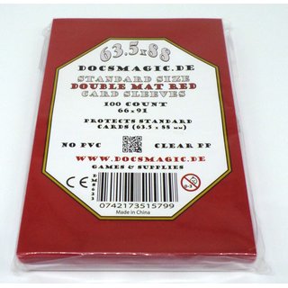 5 x 100 Docsmagic.de Double Mat Red Card Sleeves Standard Size 66 x 91 - Rot - Kartenhüllen - PKM MTG