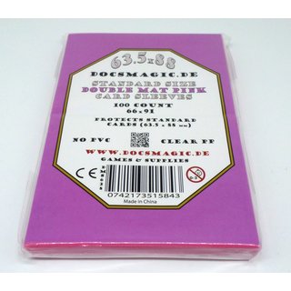 5 x 100 Docsmagic.de Double Mat Pink Card Sleeves Standard Size 66 x 91 - Rosa - Kartenhüllen - PKM MTG