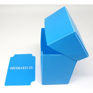 4 x Docsmagic.de Deck Box Full Light Blue + Card Divider - Kartenbox Hellblau - PKM YGO MTG
