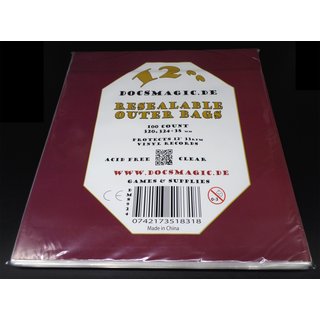 4 x 100 Docsmagic.de Resealable Outer Bags for 12 33rpm Vinyl Records Clear 3 Mil - Schallplatten Hüllen Wiederverschliessbar Durchsichtig
