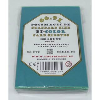 100 Docsmagic.de Premium Bi-Color Card Sleeves Mat Mint / Black Standard Size 66 x 91 Kartenhüllen Aqua Schwarz