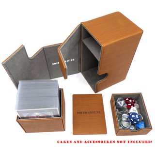 Docsmagic.de Premium Magnetic Tray Box (100) Gold + Deck Divider - MTG - PKM - YGO - Kartenbox Gold