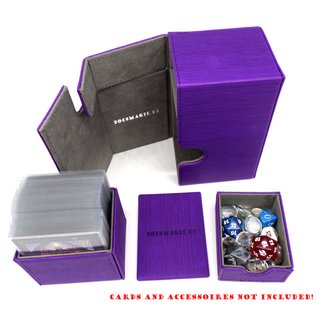 Docsmagic.de Premium Magnetic Tray Box (100) Purple + Deck Divider - MTG - PKM - YGO - Kartenbox Lila