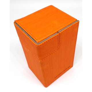 Docsmagic.de Premium Magnetic Tray Box (100) Orange + Deck Divider - MTG - PKM - YGO - Kartenbox Orange